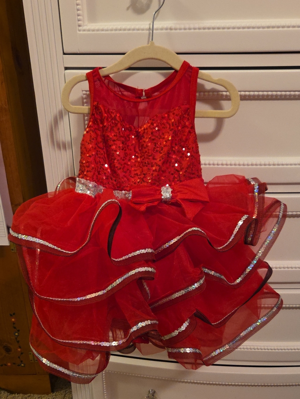 Weissman Red Sequin Ruffle Tulle Dance Costume